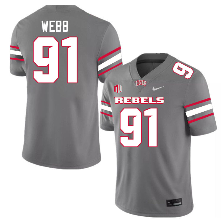 Men #91 Cooper Webb UNLV Rebels College Football Jerseys Stitched-Grey